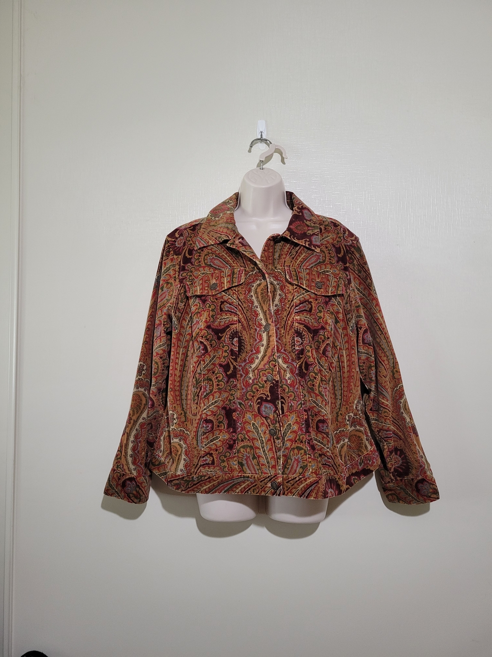 Paisley Print Corduroy Jacket - Multicolor